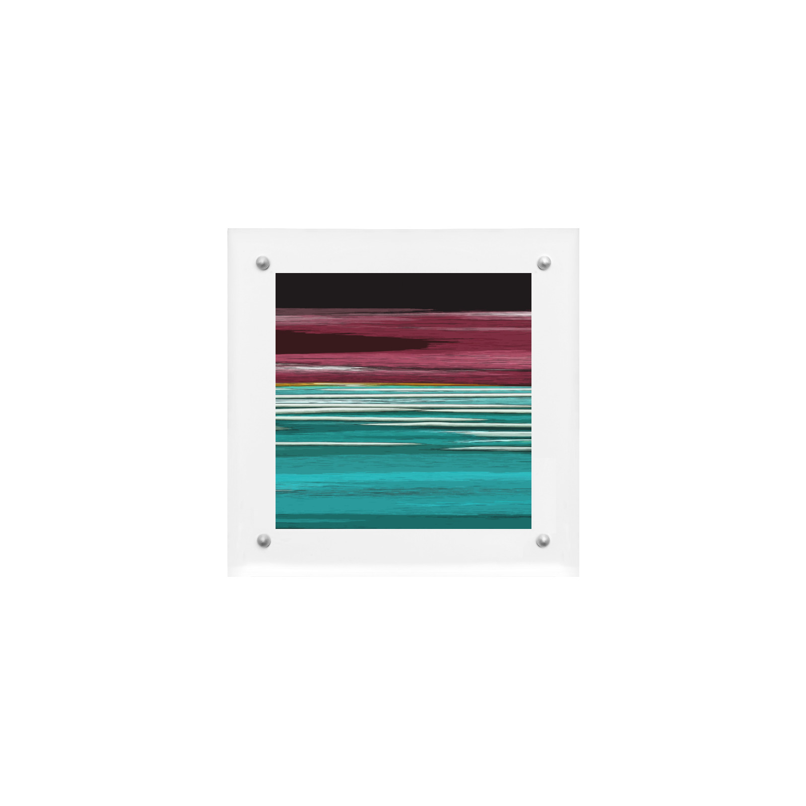 Abstract Red And Turquoise Horizontal Stripes Acrylic Magnetic Photo Frame 5"x5"