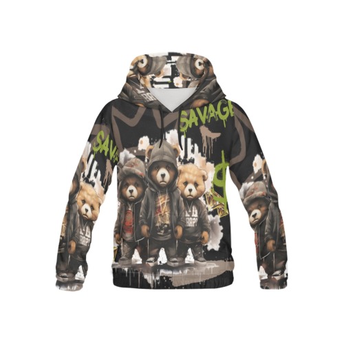 savage teddy All Over Print Hoodie for Kid (USA Size) (Model H13)