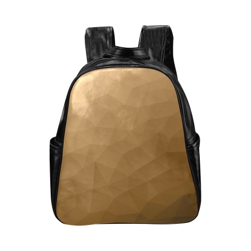 Brown gradient geometric mesh pattern Multi-Pockets Backpack (Model 1636)