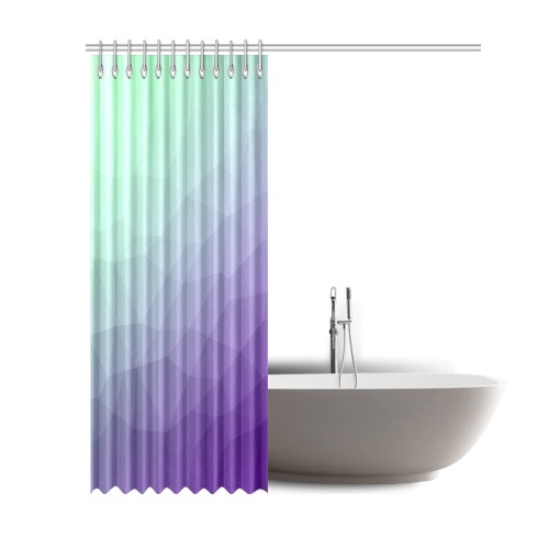 Purple green ombre gradient geometric mesh pattern Shower Curtain 69"x84"