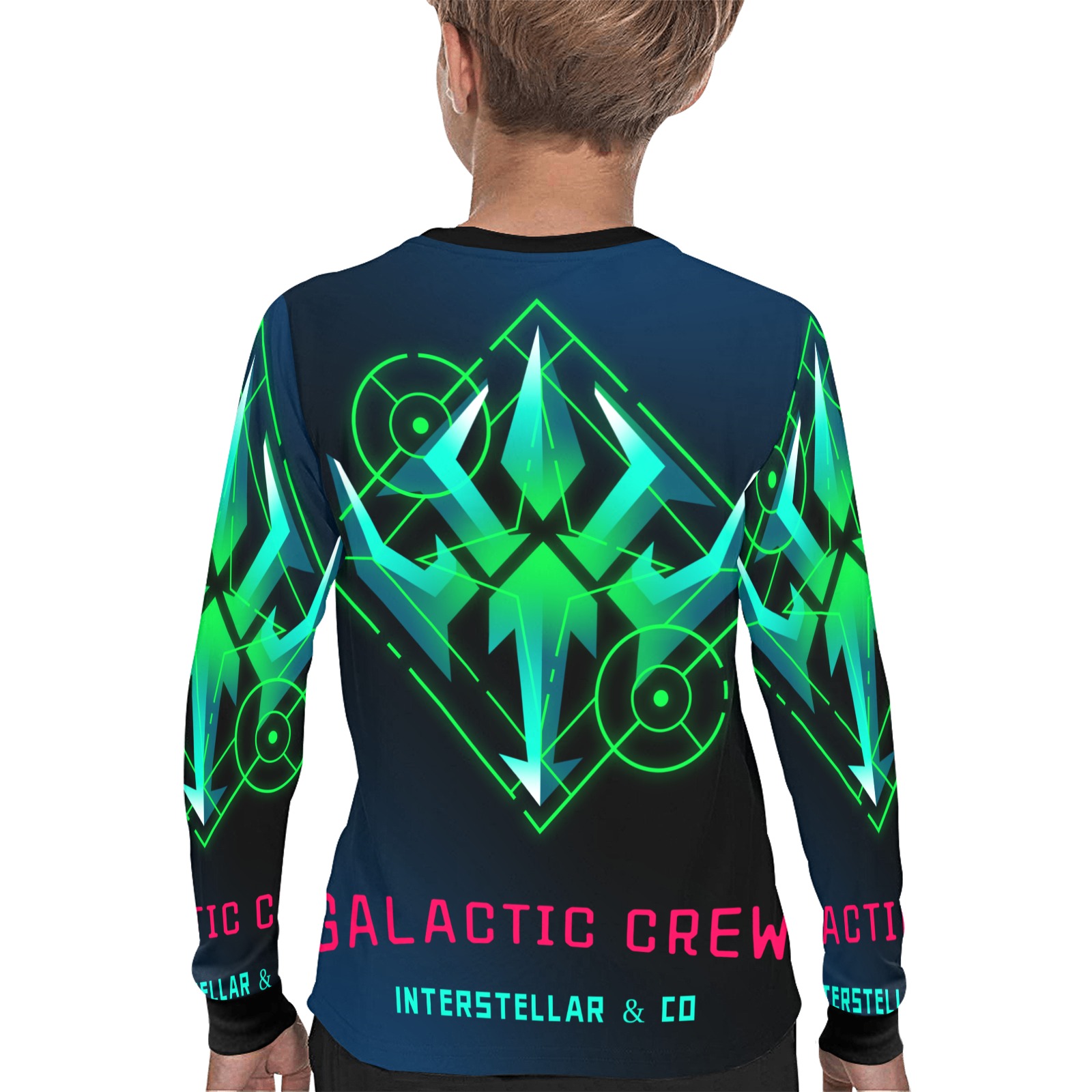 featuring-a-space-shield-with-geometric-shapes Kids' All Over Print Long Sleeve T-shirt (Model T51)