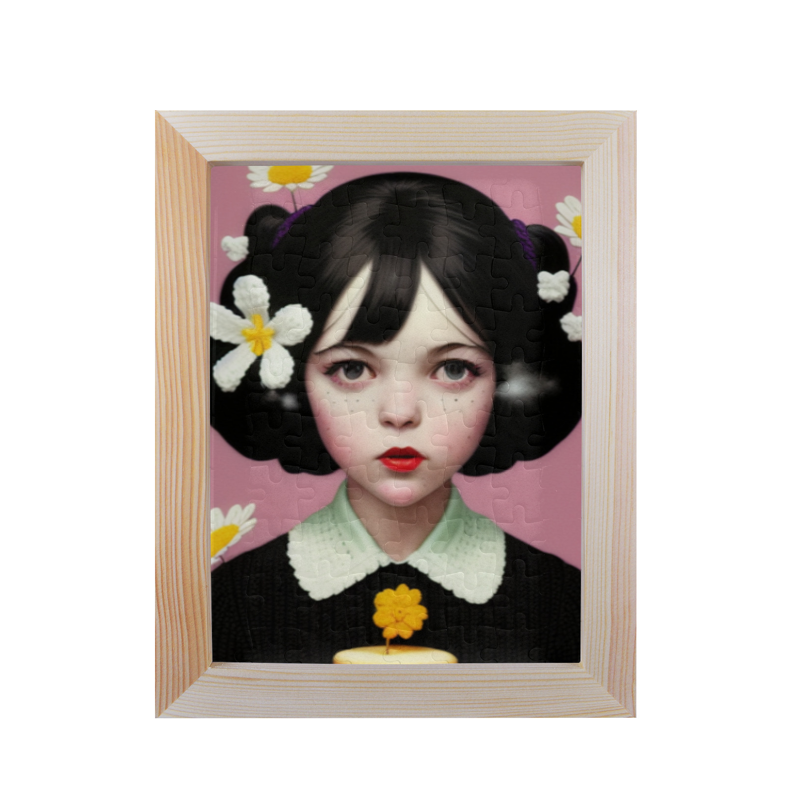 gothic girl with lipstick 65 80-Piece Puzzle Frame 7"x 9"