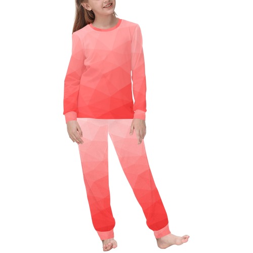 Red gradient geometric mesh pattern Kids' All Over Print Pajama Set