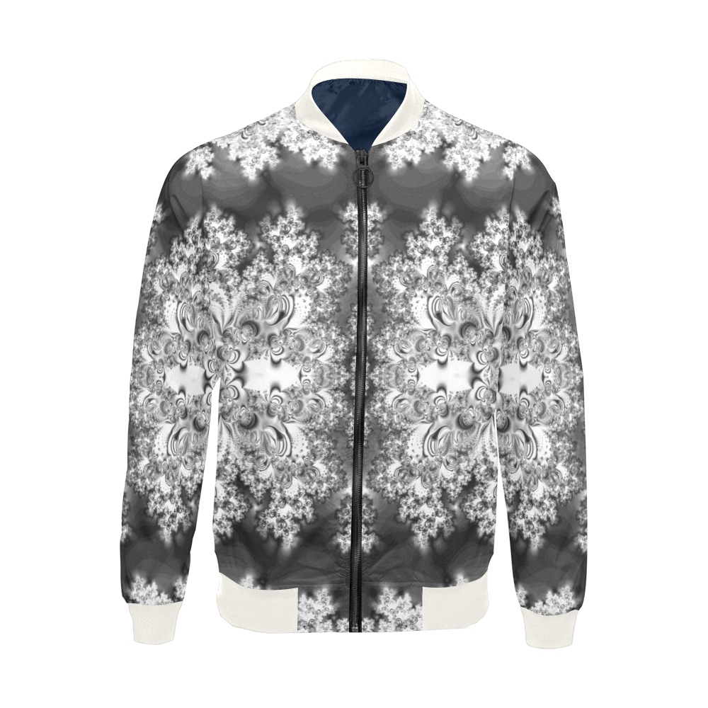 Silver Linings Frost Fractal All Over Print Bomber Jacket for Men (Model H19)