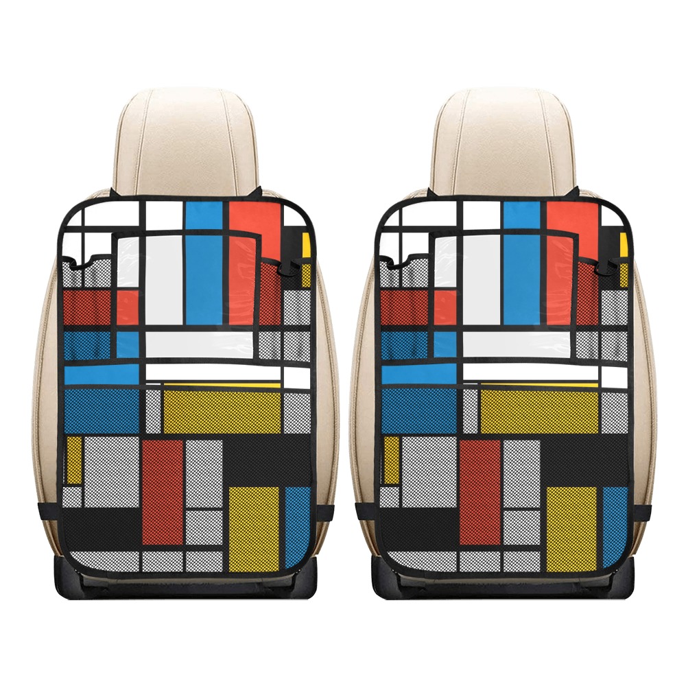 Mondrian De Stijl Modern Car Seat Back Organizer (2-Pack)