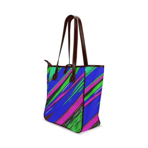 Diagonal Green Blue Purple And Black Abstract Art Classic Tote Bag (Model 1644)