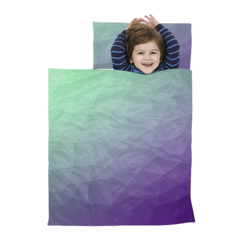Purple green ombre gradient geometric mesh pattern Kids' Sleeping Bag