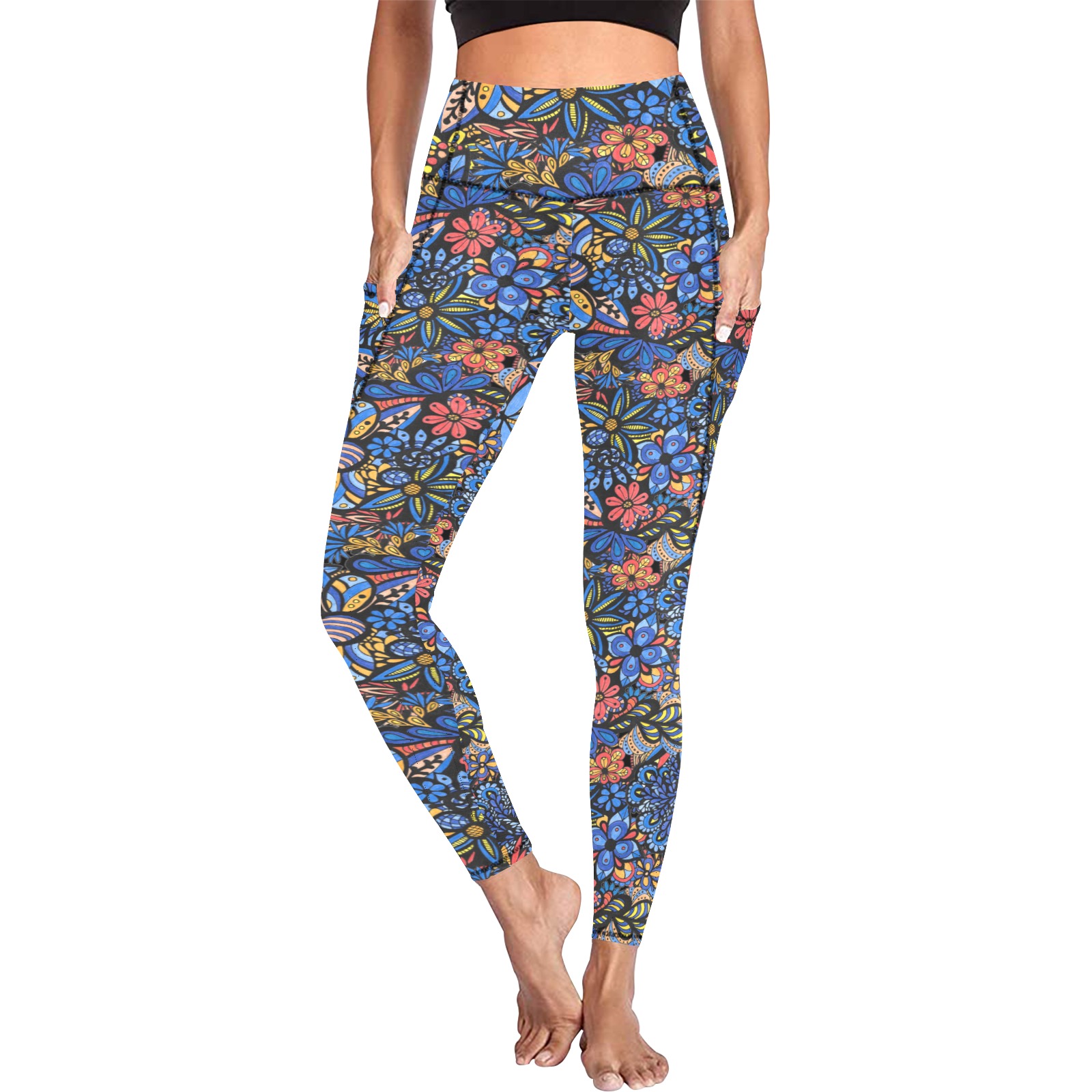 Talavera Bouquet Women's All Over Print Leggings with Pockets (Model L56)