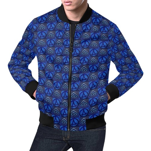 blue peace, repeating pattern All Over Print Bomber Jacket for Men (Model H19)