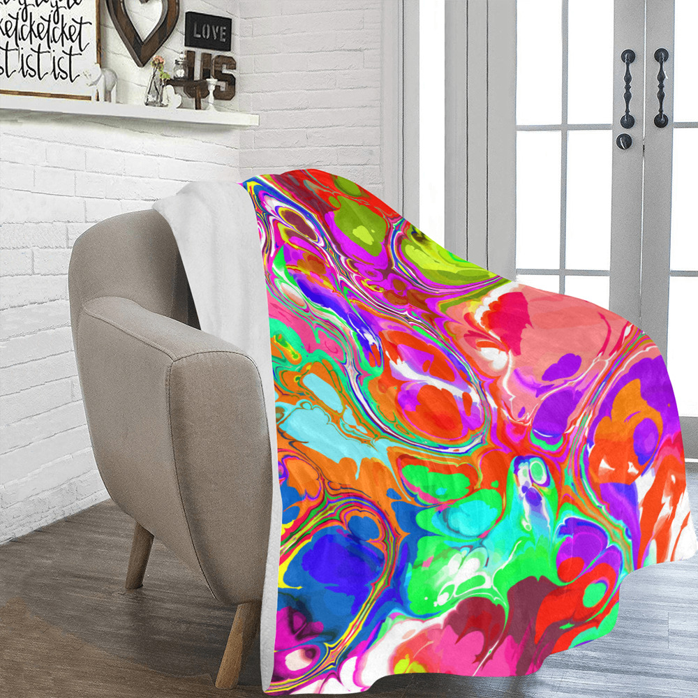 Psychedelic Abstract Marble Artistic Dynamic Paint Art Ultra-Soft Micro Fleece Blanket 60"x80"