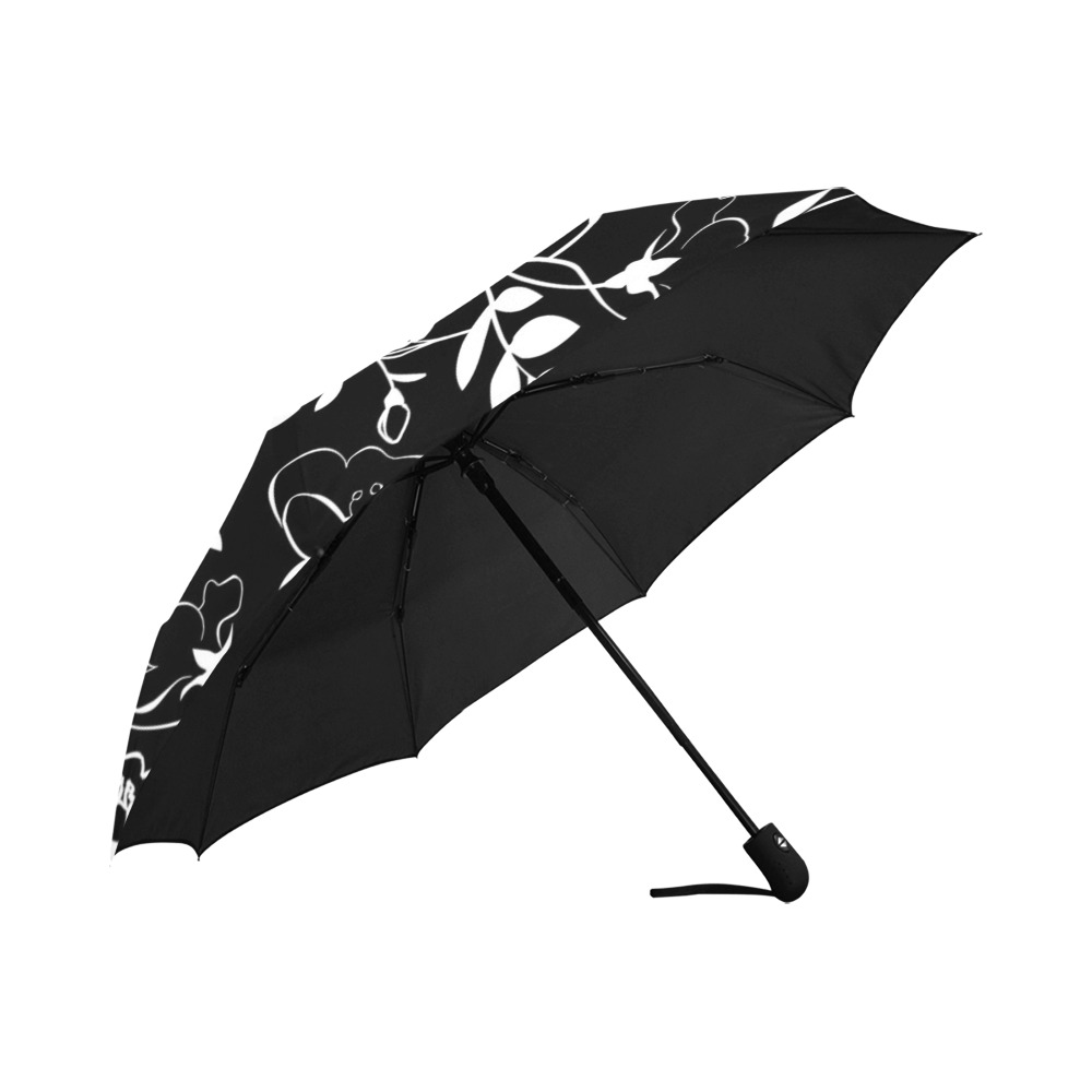 Black White Flora Anti-UV Auto-Foldable Umbrella (U09)