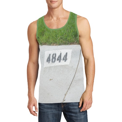 Street Number 4844 with Bright Green Collar Men's All Over Print Tank Top (Model T57)