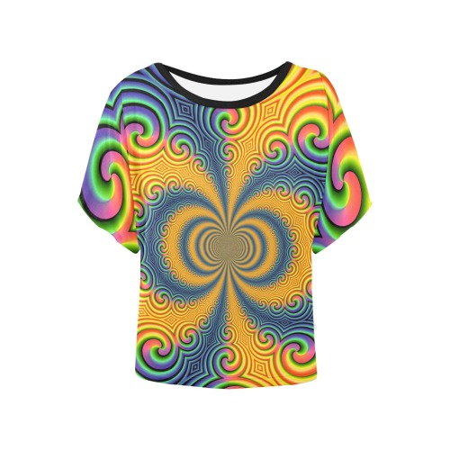 Psychedelic Women's Batwing-Sleeved Blouse T shirt (Model T44)