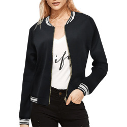 BLACK All Over Print Bomber Jacket for Women (Model H21)