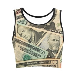 US PAPER CURRENCY Women's Crop Top (Model T42)