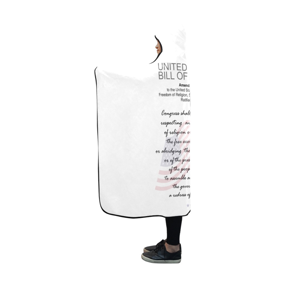 USA Bill Of Rights First Amendment Freedom Speech Hooded Blanket 60''x50''