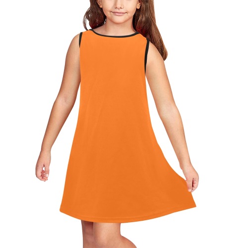color pumpkin Girls' Sleeveless Dress (Model D58)