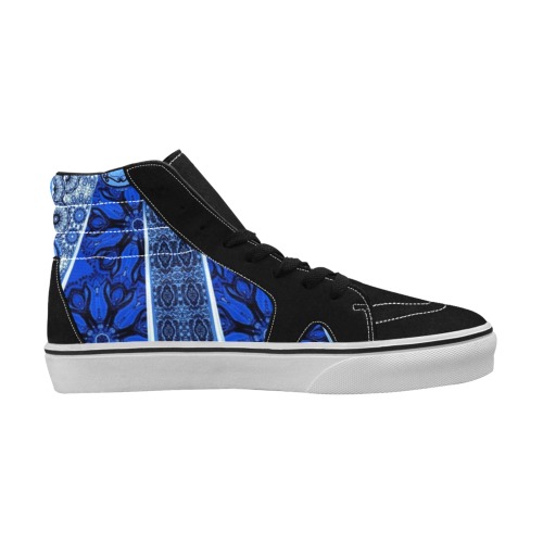 arabesques dark blue Men's High Top Skateboarding Shoes (Model E001-1)