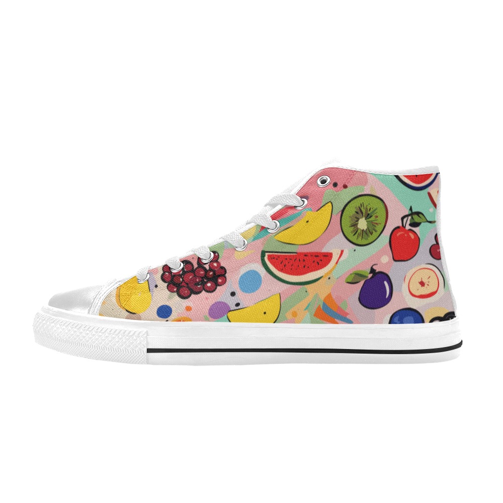 Colorful summer fruits. Positive fantasy art. Women's Classic High Top Canvas Shoes (Model 017)