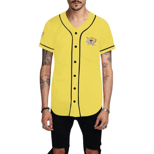 TRENDY LIONESS COUTURE VI FLAG YELLOW BASEBALL JERSEY All Over Print Baseball Jersey for Men (Model T50)