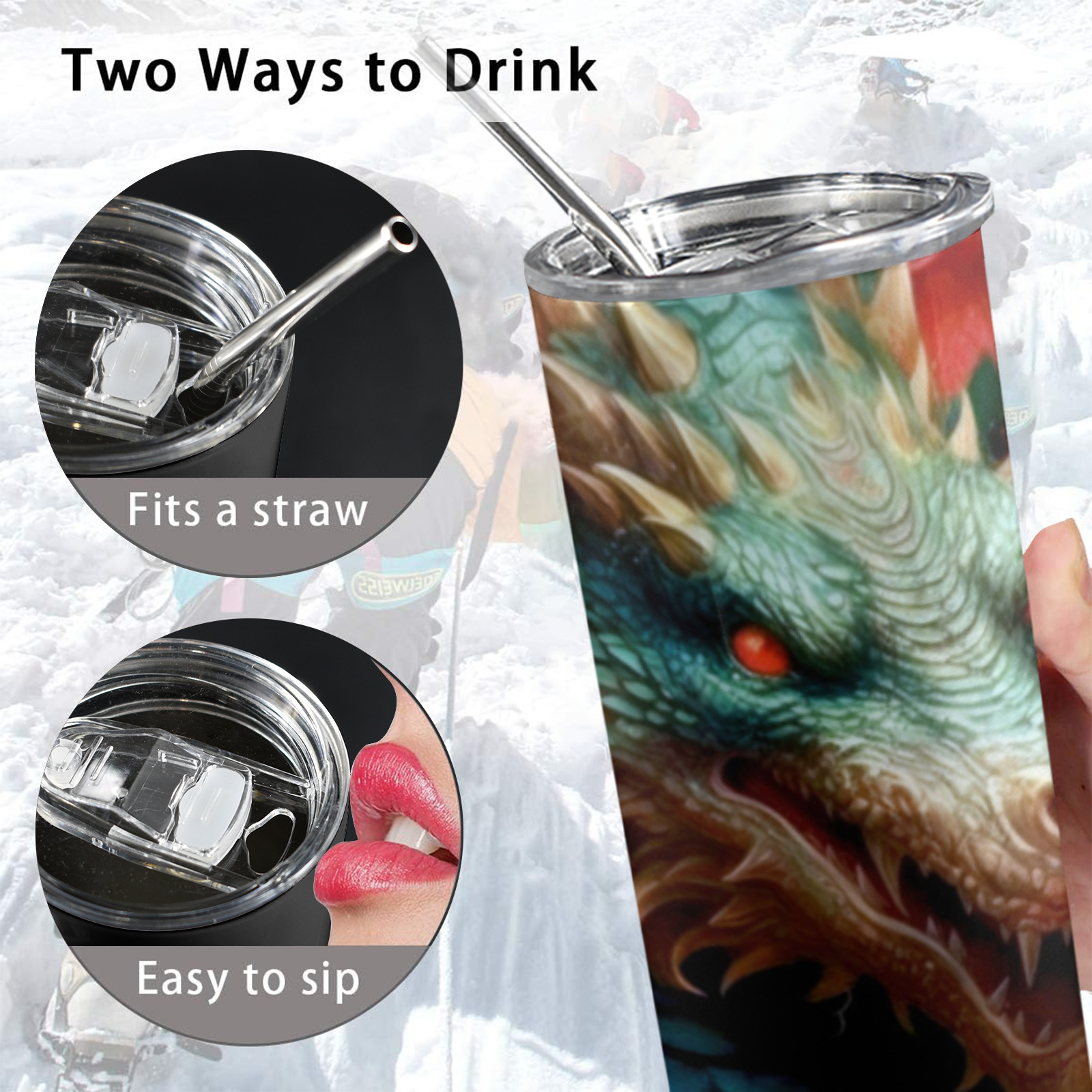 Dragon world tumbler 20oz Tall Skinny Tumbler with Lid and Straw