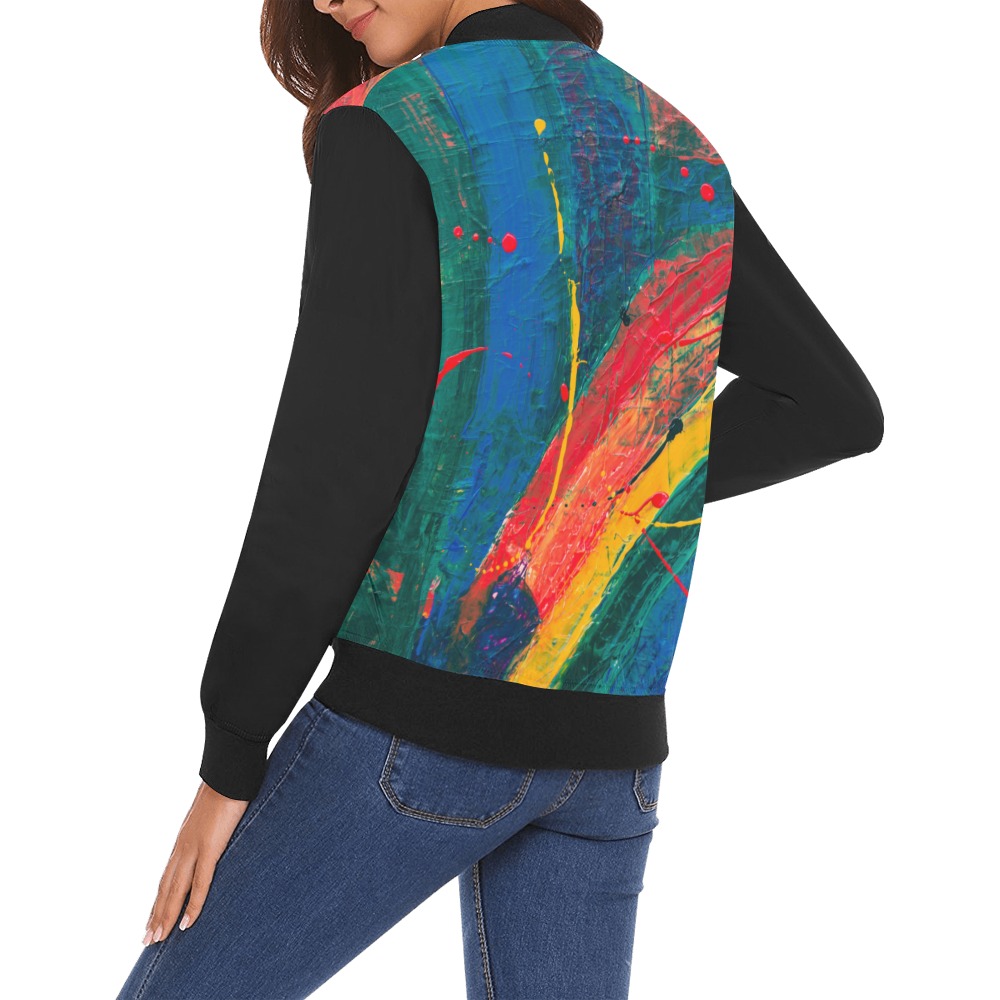 Rainbow Bomber Jacket All Over Print Bomber Jacket for Women (Model H19)