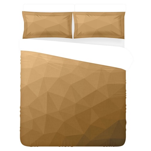 Brown gradient geometric mesh pattern 3-Piece Bedding Set