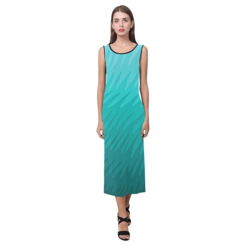 blue wavespike Phaedra Sleeveless Open Fork Long Dress (Model D08)