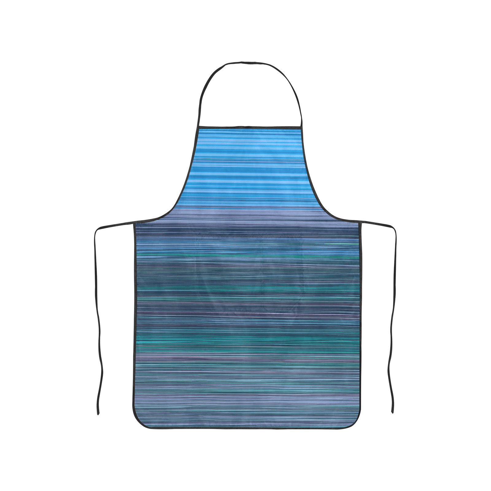 Abstract Blue Horizontal Stripes Women's Overlock Apron with Pocket