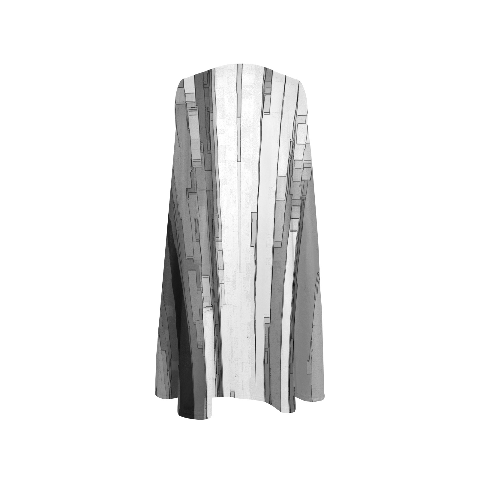 Greyscale Abstract B&W Art Sleeveless A-Line Pocket Dress (Model D57)
