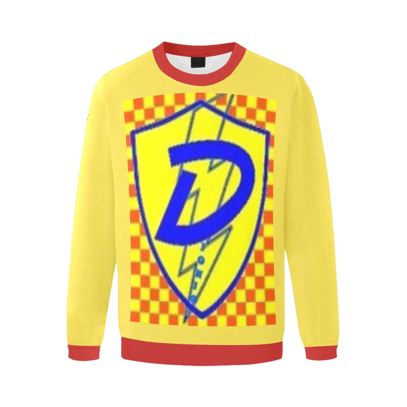 Dionio Clothing - Sweatshirt ( Yellow ,Red & Blue Shield Logo) Men's Oversized Fleece Crew Sweatshirt (Model H18)