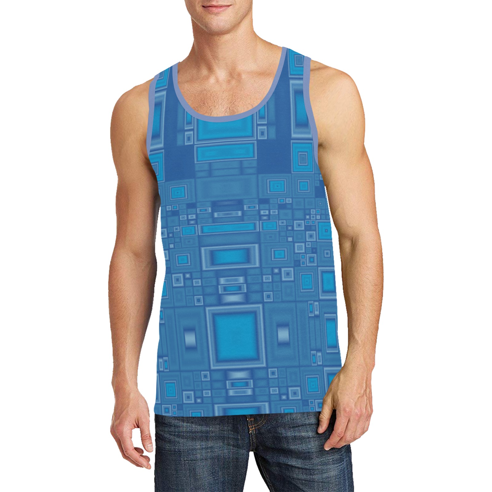 Blue Techie Abstract Men's All Over Print Tank Top (Model T57)