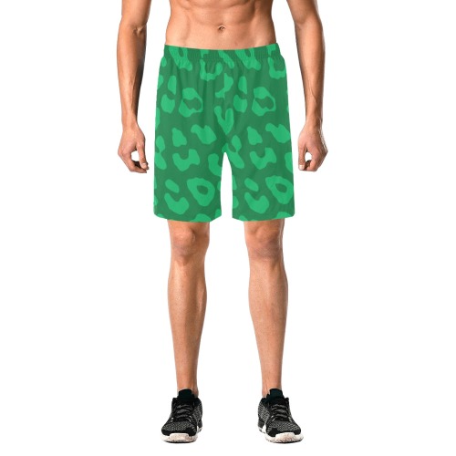 Leopard Print Pale Greens Men's All Over Print Elastic Beach Shorts (Model L20)