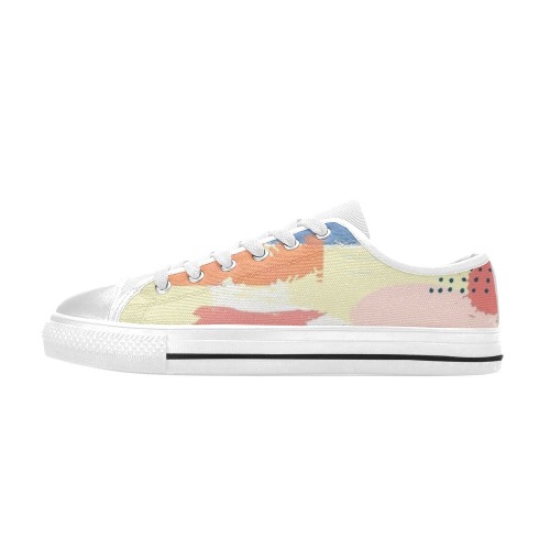 Brush Stroke Doodle Abstract Low Top Canvas Shoes for Kid (Model 018)