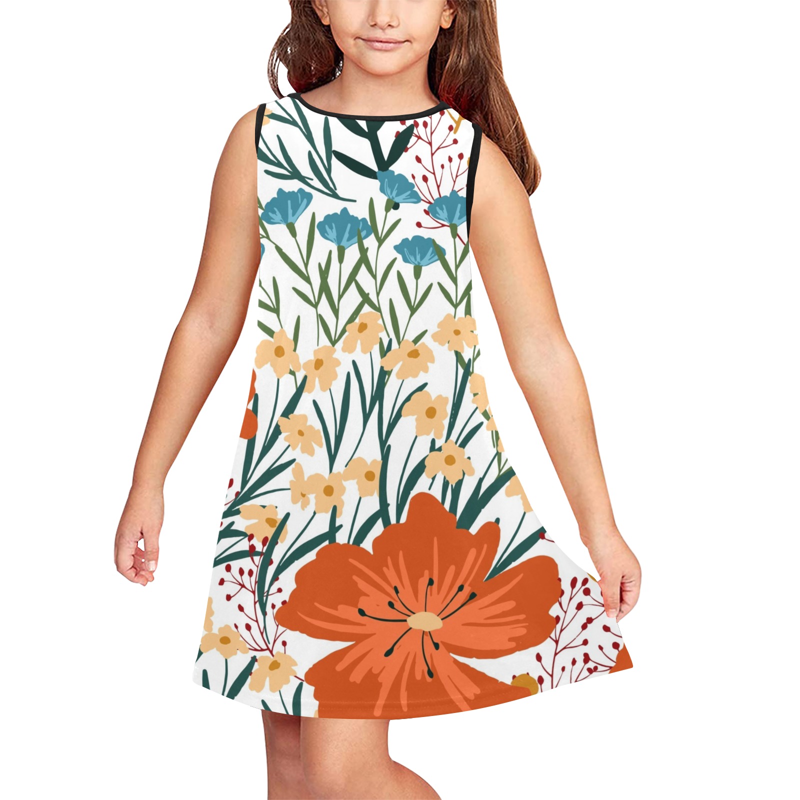 Wildflower Dress for Kids Girls' Sleeveless Dress (Model D58)