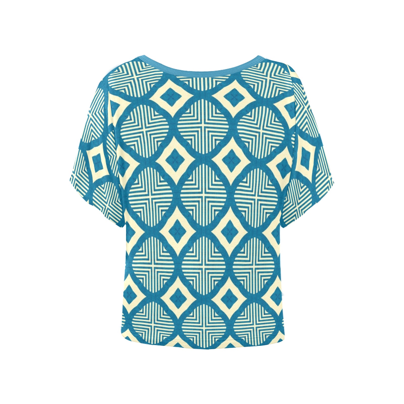 Blue Geometric - Repper Women's Batwing-Sleeved Blouse T shirt (Model T44)