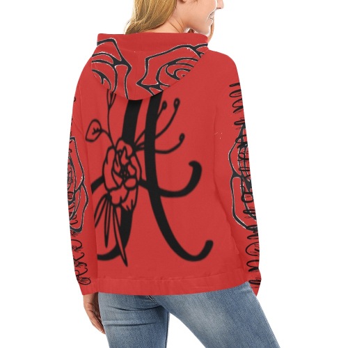 Aromathrapy Apparel Red Graphic  hoodie All Over Print Hoodie for Women (USA Size) (Model H13)
