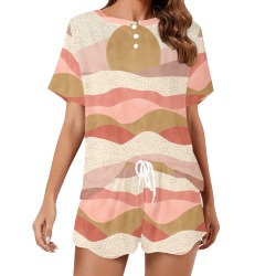 Simple and modern dune landscape_SD Women's Mid-Length Shorts Pajama Set