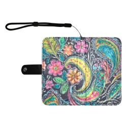 Paisley #1 Flip Leather Purse for Mobile Phone/Large (Model 1703)