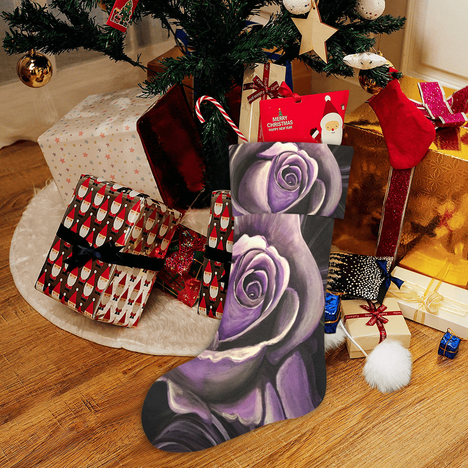 Purple Rose Christmas Stocking