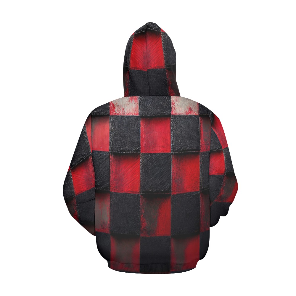 red and black checkered 2 All Over Print Hoodie for Men (USA Size) (Model H13)