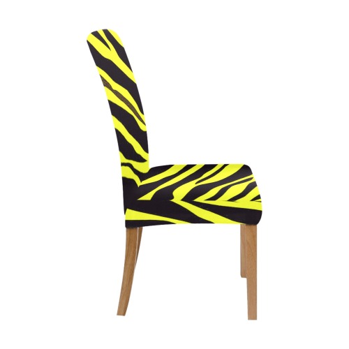 Neon Yellow Zebra Stripes Removable Dining Chair Cover