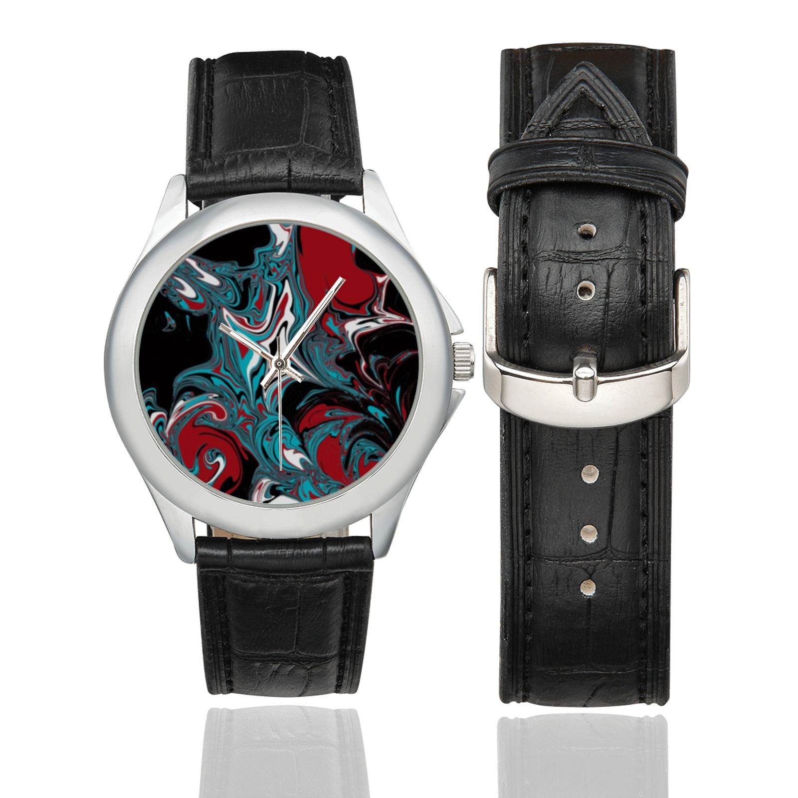 Dark Wave of Colors Women's Classic Leather Strap Watch(Model 203)