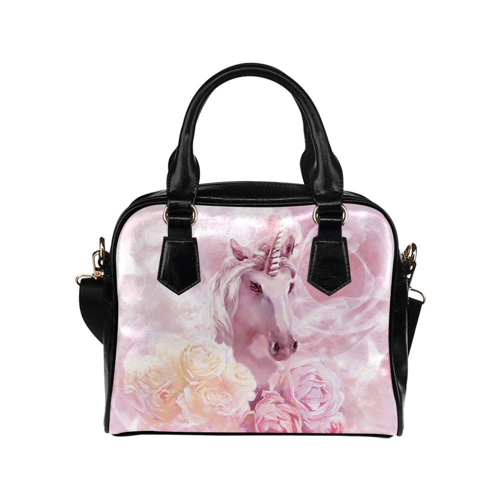 Unicorn and Pink Roses Shoulder Handbag (Model 1634)