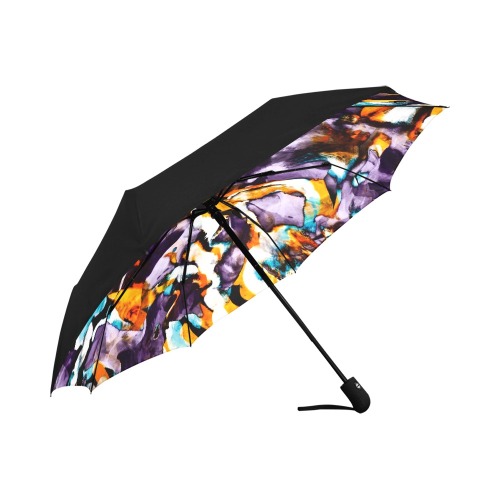 Colorful dark brushes abstract Anti-UV Auto-Foldable Umbrella (Underside Printing) (U06)