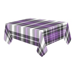 Purple Black Plaid Cotton Linen Tablecloth 60" x 90"