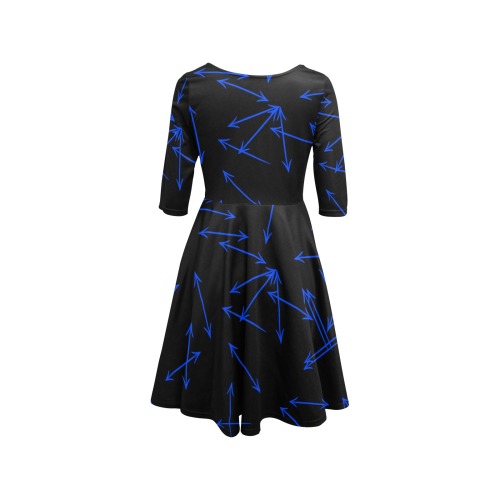 Arrows Every Direction Blue Half Sleeve Skater Dress (Model D61)