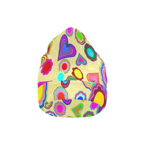 Groovy Hearts and Flowers Yellow All Over Print Beanie for Kids