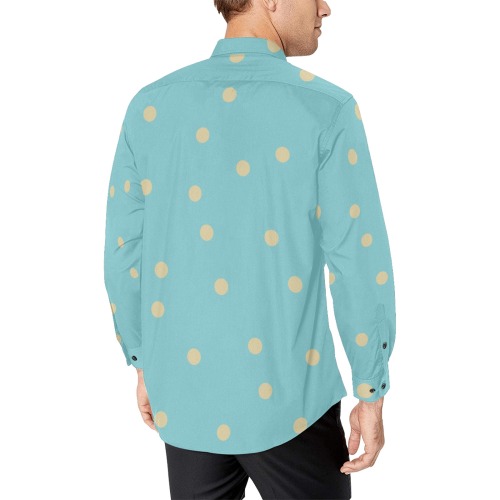 dots on blue Men's All Over Print Casual Dress Shirt (Model T61)