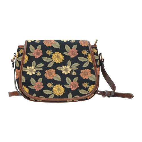 Dahlias Saddle Bag/Small (Model 1649) Full Customization